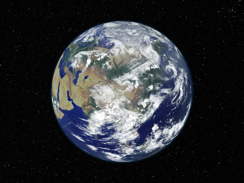 Fully lit Earth centered on Asia Canvas Art - Stocktrek Images (32 x 24)