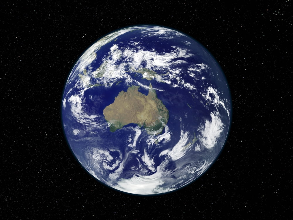 Fully lit Earth centered on Australia and Oceania Canvas Art - Stocktrek Images (32 x 24)