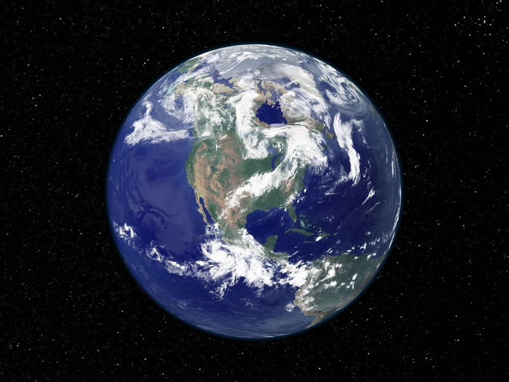 Fully lit Earth centered on North America Canvas Art - Stocktrek Images (32 x 24)
