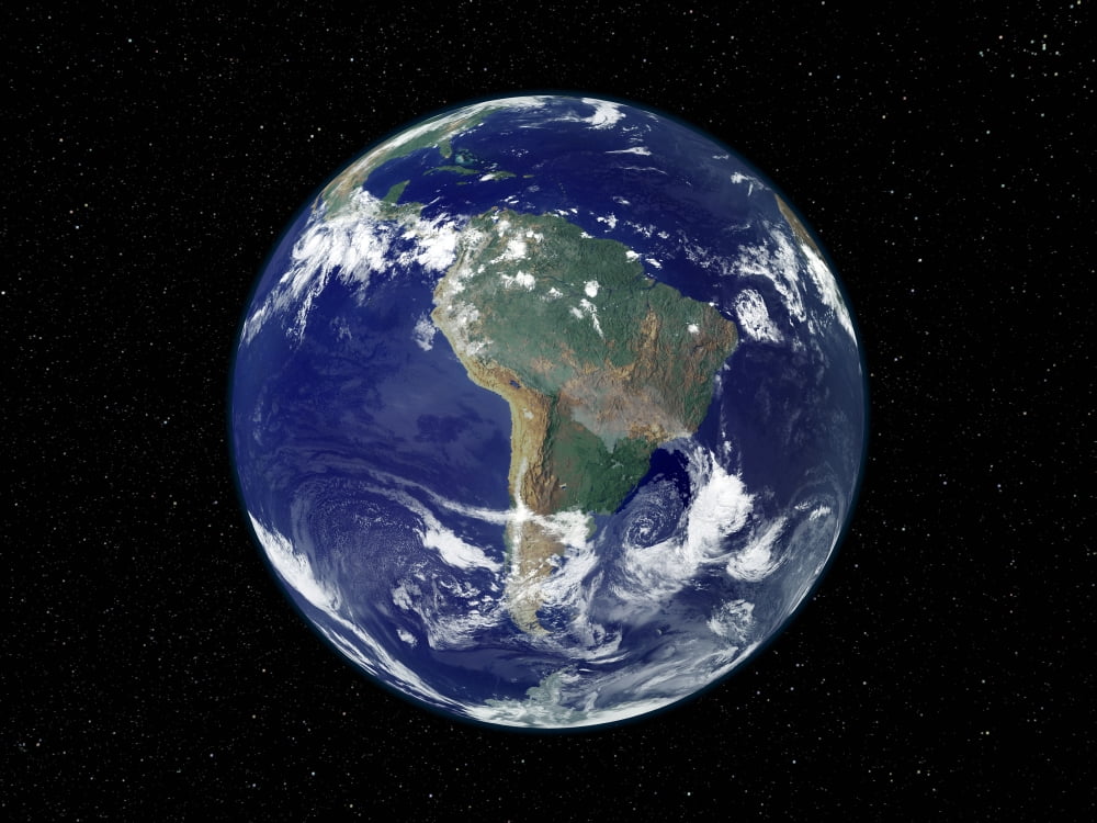Fully lit Earth centered on South America Canvas Art - Stocktrek Images (32 x 24)