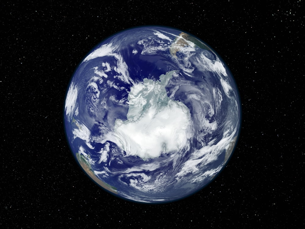 Fully lit full disk image centered on the South Pole Canvas Art - Stocktrek Images (32 x 24)