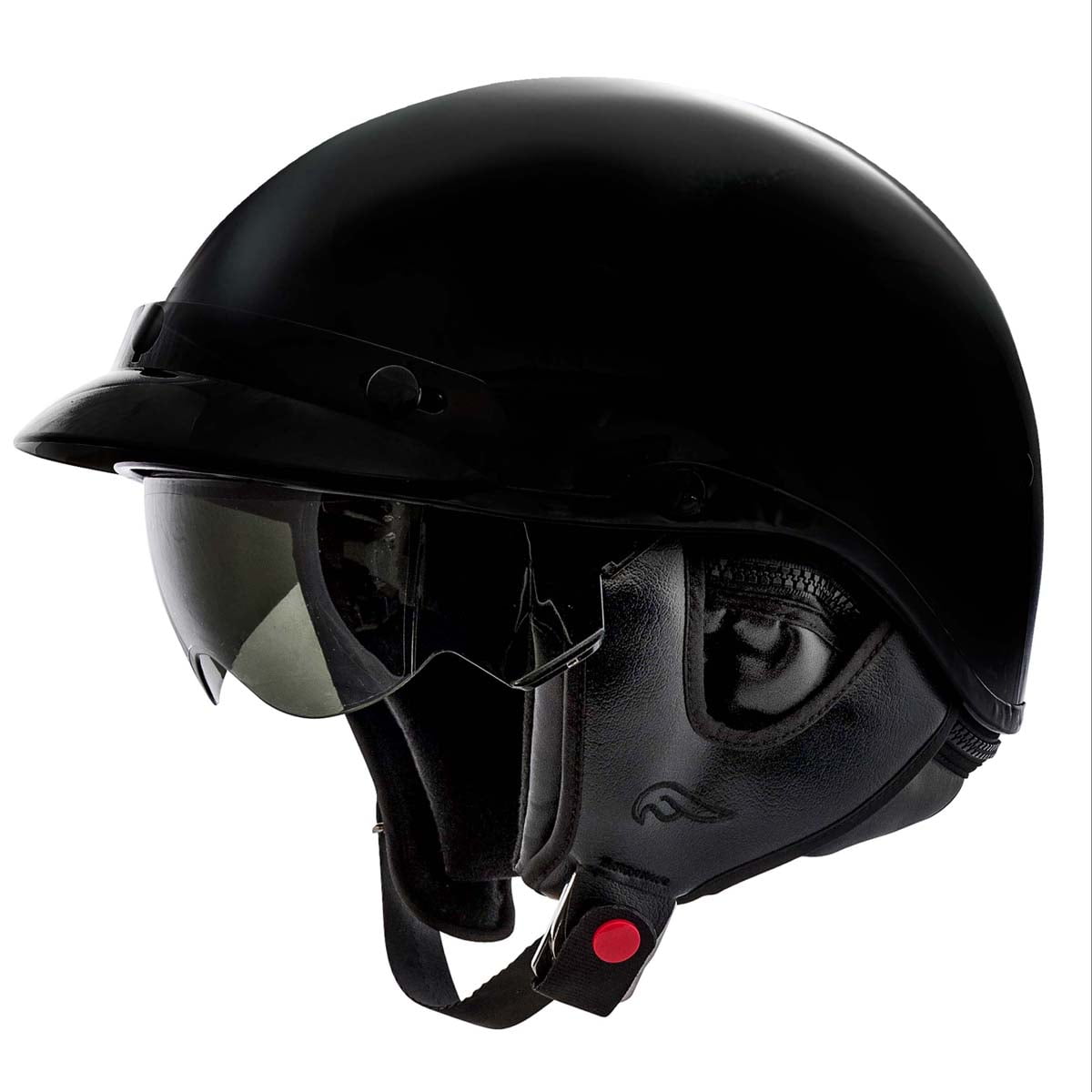 Fulmer, 25-1402, Nomad Adult Deluxe Shorty Motorcycle Helmet DOT Approved - Gloss Black, S