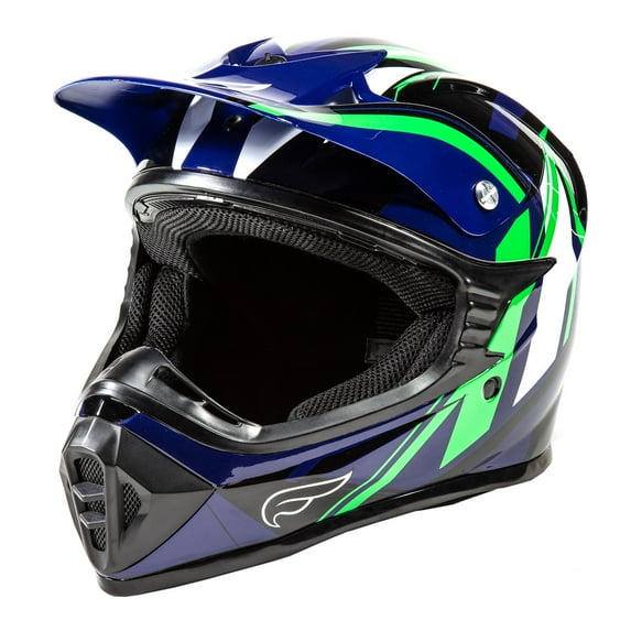 Fulmer, 2521123, Youth FJ1 MX Helmet - DOT Approved - Blue/Green, Medium