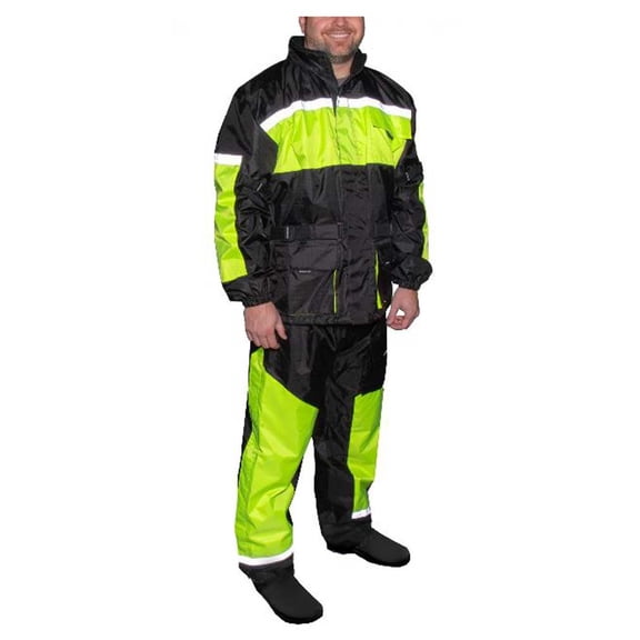 Fulmer Men's 452 Legacy Two-Piece Reflective Rain Suit - Black & Hi-Vis (3XL)