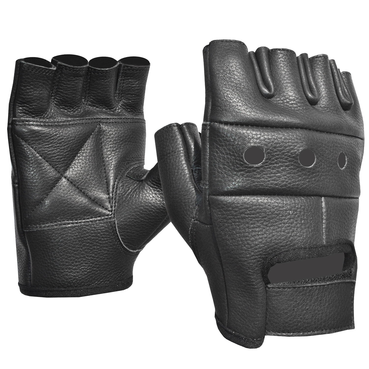 Fulmer 550 Blaze Mens Fingerless Leather Motorcycle Gloves Black LG