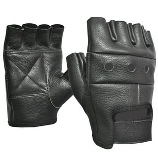 UNIK Men's Gel Palm Cowhide Leather Fingerless Gloves - Distressed Brown