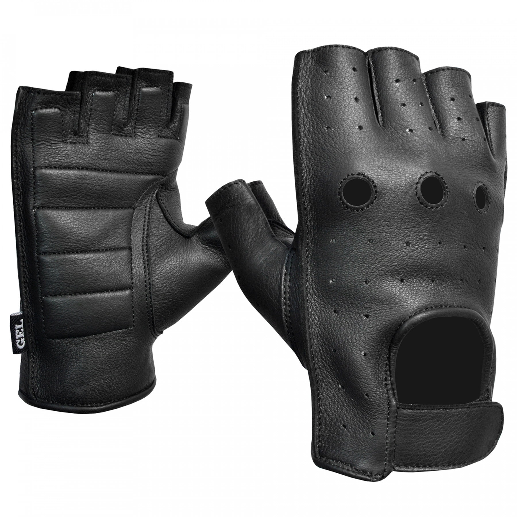 Fulmer 551 Omen Mens Fingerless Leather Motorcycle Gloves Black LG