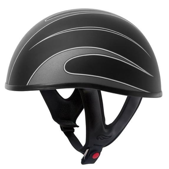 Fulmer, 90005H26, Adult Motorcycle Half Helmet - Highway 61 Flat Black/Silver, 2XL