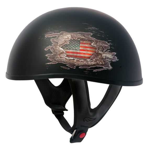 Fulmer, 90076U23, Adult Motorcycle Half Helmet - United - Flat Black, M