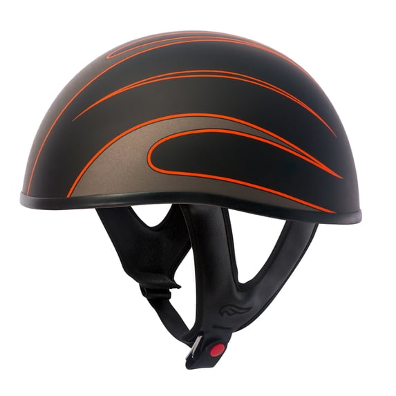 Fulmer, 90097H26, Adult Motorcycle Half Helmet - Highway 61 Flat Black/Orange, 2XL