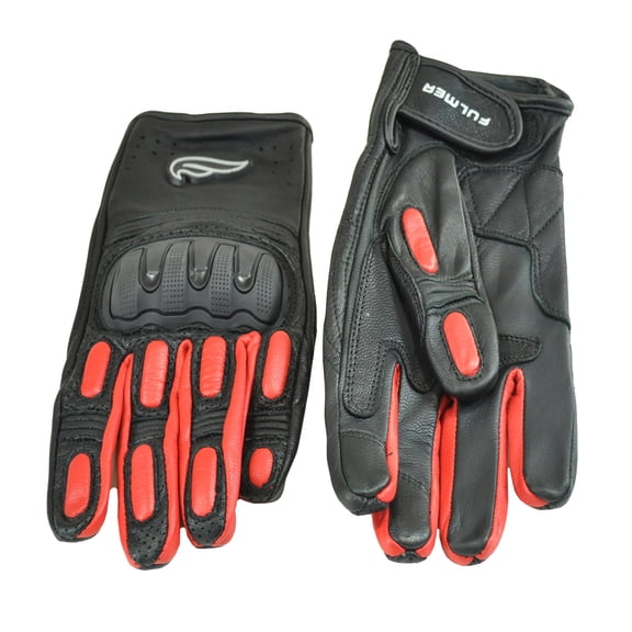 Fulmer, GT32REDXL, Street Sport Hard Knuckle Motorcycle Riding Gloves TSC - Red - XL