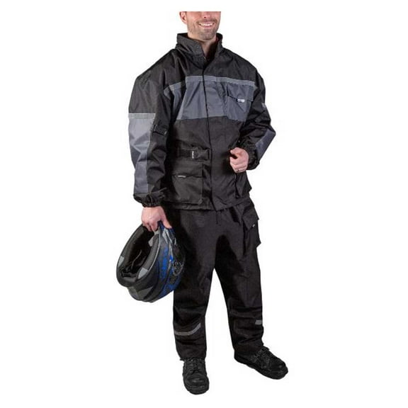 Fulmer Men's 452 Legacy Two-Piece Reflective Rain Suit - Black & Gray (2XL)