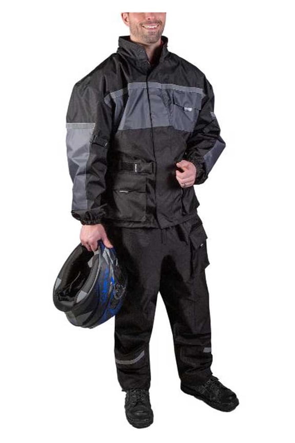 Men's 452 Legacy Two-Piece Reflective Rain Suit - Black & Gray (2XL)