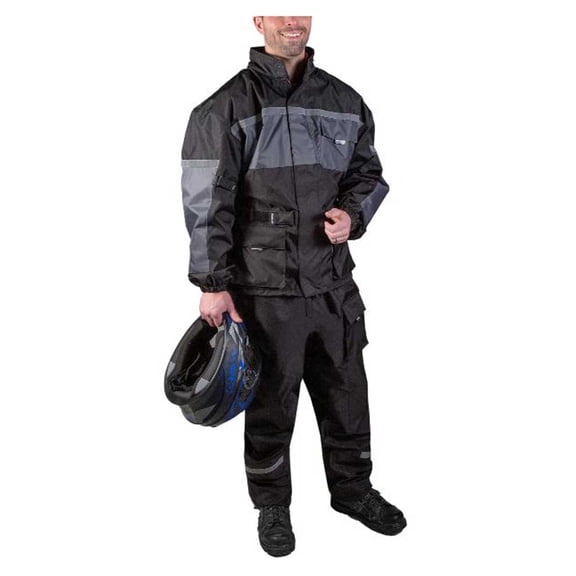 Fulmer Men's 452 Legacy Two-Piece Reflective Rain Suit - Black & Gray (3XL)