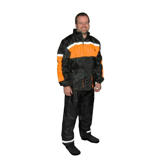 Fulmer Adult 452-Legacy Men's Motorcycle Rain Suit - Black/Orange - 2XL