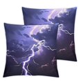 Fulmination in The Dark Blue Sky Print Throw Pillow Case Decorative
