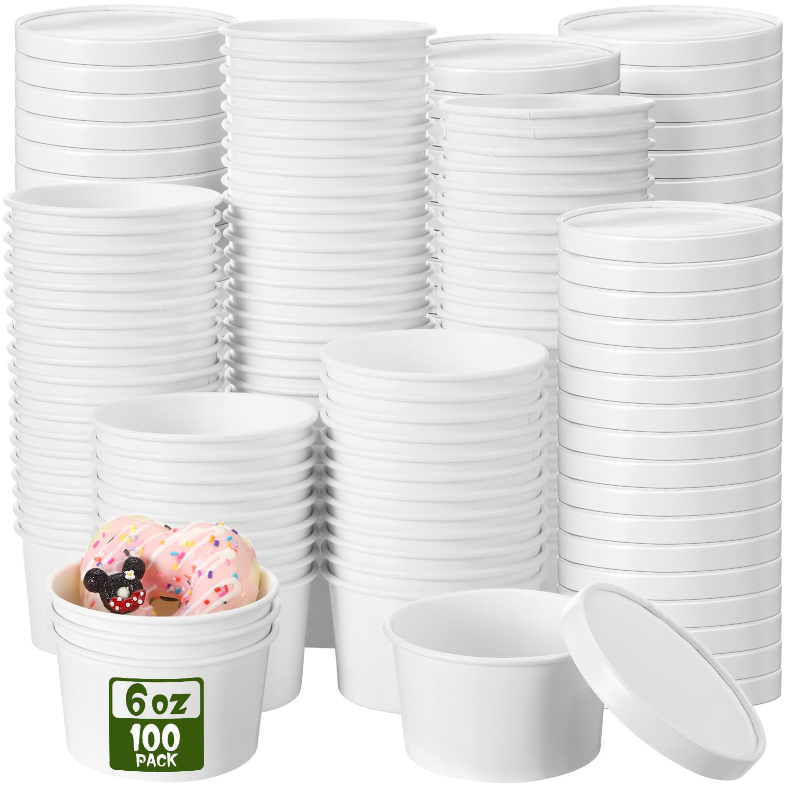 Fulmoon 100 Pack Paper AIF9 Soup Containers with Lids Disposable Paper ...