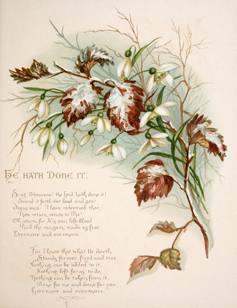 Fulness of Joy 1886 He hath done it 1 Canvas Art - Frances Ridley Havergal (18 x 24)