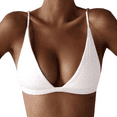 thumbnail image 1 of Fulorrnie Bras for Women Comfort No Underwire Support Bralette Triangle Plunge Wirefree Stretchable Bra White S, 1 of 4