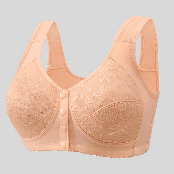 Fulorrnie Bras for Women Comfort Wirefree Supportive Back Smoothing Seamless Front Closure Bralette Moisture Wicking Bra Orange S