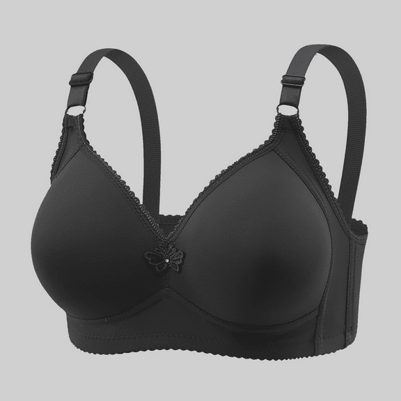 Fulorrnie Bras for Women Comfort Wirefree Supportive Full Coverage Back Smoothing Bralette Soft Cup Adjustable Strap Bra, Black, 48