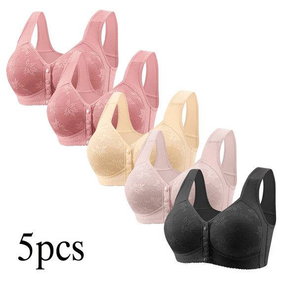 Fulorrnie Bras for Women Plus Size No Underwire Comfort Lift Front Closure Bralette Full Coverage Support Bra BK4 36