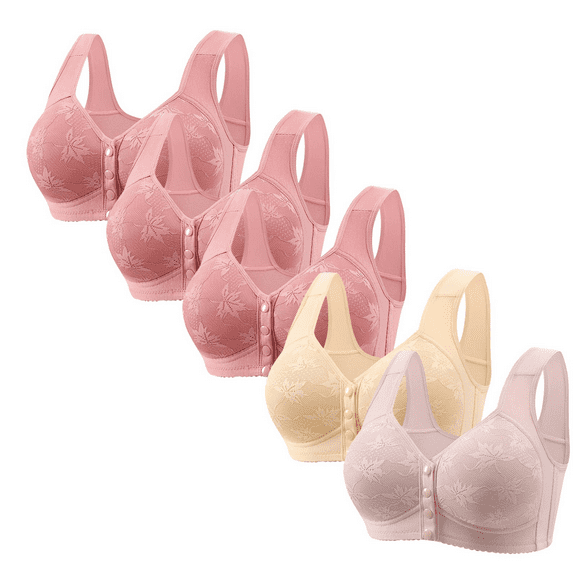 Fulorrnie Bras for Women Plus Size No Underwire Comfort Lift Front Closure Bralette Full Coverage Support Bra Light Yellow 48