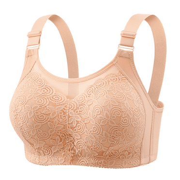 Fulorrnie Bras for Women Plus Size No Underwire Lift Supportive Back Smoothing Front Closure Full Figure Comfort Bra, Light Yellow, 38