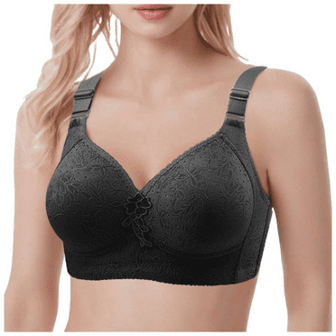 Fulorrnie Bras for Women Plus Size No Underwire Lift Supportive Back Smoothing Full Figure Balconette Comfort Bra Black 46