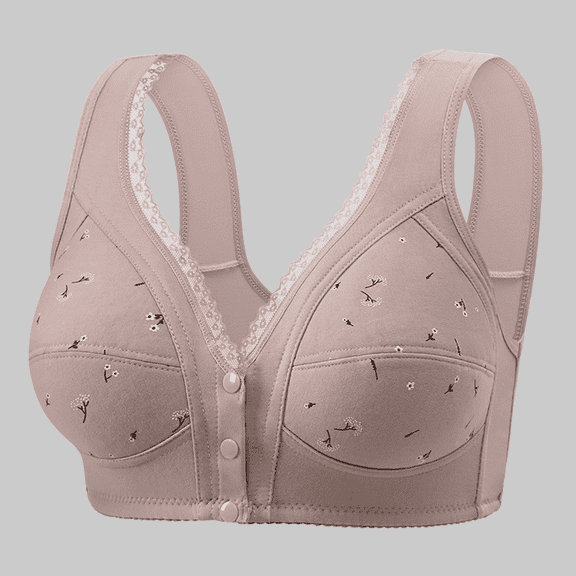 Fulorrnie Bras for Women Plus Size No Underwire Support Comfort Front Closure Longline Full Coverage Figure Bra, Grey, 38