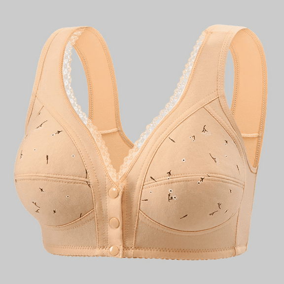 Fulorrnie Bras for Women Plus Size No Underwire Support Comfort Front Closure Longline Full Coverage Figure Bra, Yellow, 46