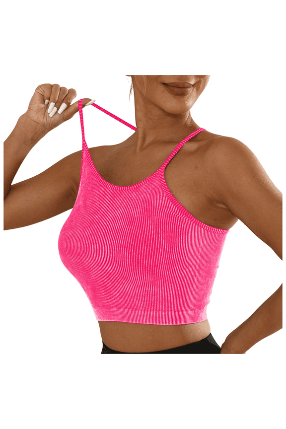 Bras for Women Plus Size Supportive Wirefree Lift Comfort Cross Back Support Smoothing Seamless Full Coverage Bra Hot Pink 4