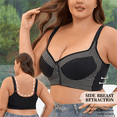 thumbnail image 1 of Fulorrnie Bras for Women Plus Size Wirefree Comfort Supportive Front Closure Longline Adjustable Strap Bralette Bra, Black, 48, 1 of 9