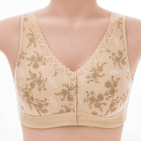 Fulorrnie Bras for Women Plus Size Wirefree Comfort Supportive High Impact Back Smoothing Sport Lift Bra Beige 38