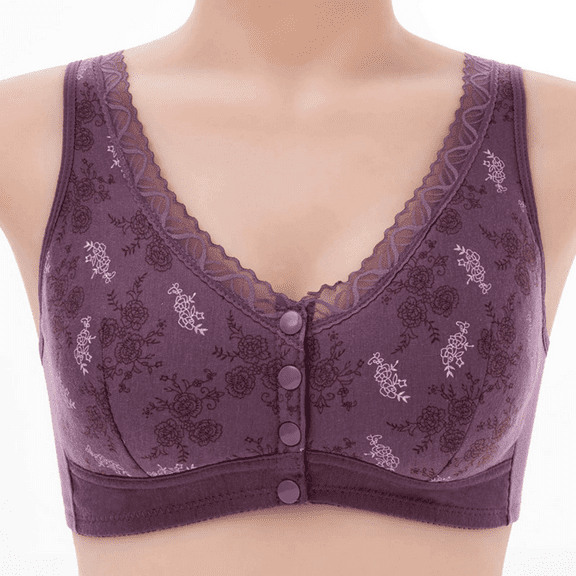 Fulorrnie Bras for Women Plus Size Wirefree Comfort Supportive High Impact Back Smoothing Sport Lift Bra Purple 36