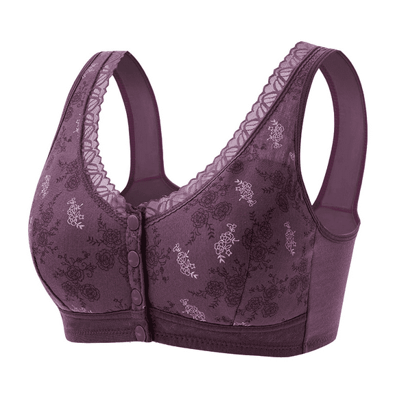 Fulorrnie Bras for Women Plus Size Wirefree Comfort Supportive High Impact Back Smoothing Sport Lift Bra Purple 40