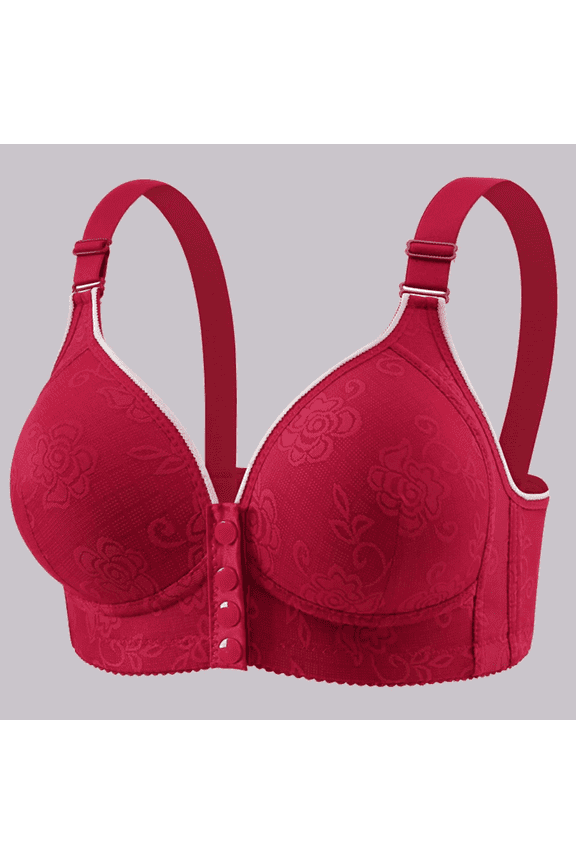 Bras for Women Plus Size Wirefree Lift Comfort Front Closure Tie Full Figure Supportive Bra, , 40