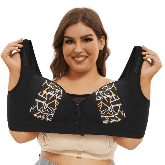 Fulorrnie Bras for Women Plus Size Wirefree Support Comfort Front Closure Longline Tie Bralette Bra, Black .I, 50