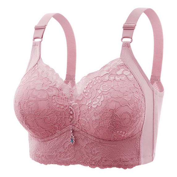 Fulorrnie Bras for Women Plus Size Wirefree Supportive Comfort Back Smoothing Longline Bandeau Full Figure Bra Pink 40