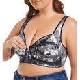 thumbnail image 1 of Fulorrnie Bras for Women Plus Size Wirefree Supportive Comfort Front Closure Full Coverage Figure Lift Bra, Black, 48G, 1 of 6