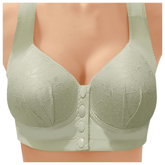Fulorrnie Bras for Women Plus Size Wirefree Supportive Lift Back Smoothing Front Closure Full Figure Comfort Bra Green 42