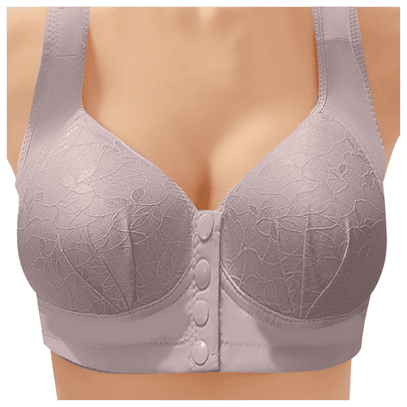Fulorrnie Bras for Women Plus Size Wirefree Supportive Lift Back Smoothing Front Closure Full Figure Comfort Bra Light Purple 42