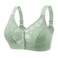 thumbnail image 1 of Fulorrnie Bras for Women Supportive No Underwire Comfort T Shirt Front Closure Bralette Adjustable Strap Lace Bra, Green, 42, 1 of 4