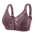thumbnail image 1 of Fulorrnie Bras for Women Supportive No Underwire Comfort T Shirt Front Closure Bralette Adjustable Strap Lace Bra, Purple, 36, 1 of 8