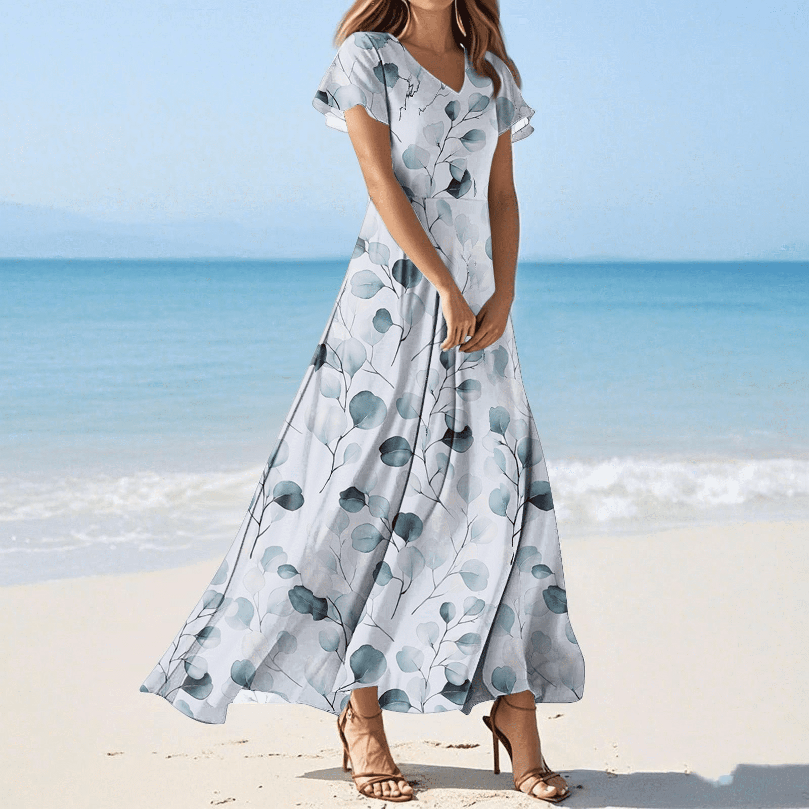 princess polly baby blue dress White Boho Maxi Dress With Brown Embroidered Vest on Luulla