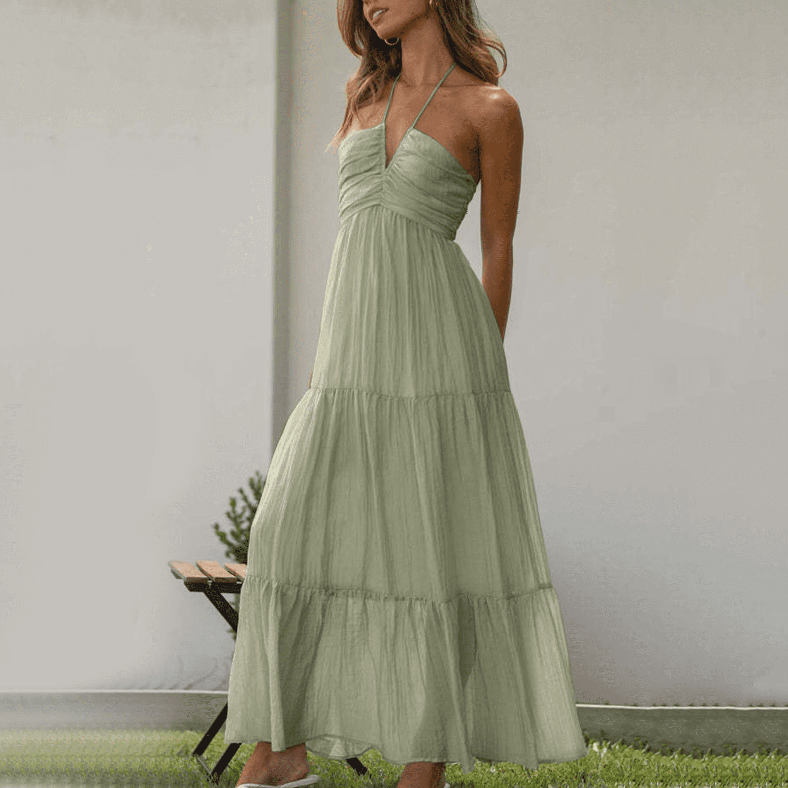 SPLENDID Womens Green Camouflage Sleeveless V Neck Below The Knee Hi-Lo Dress