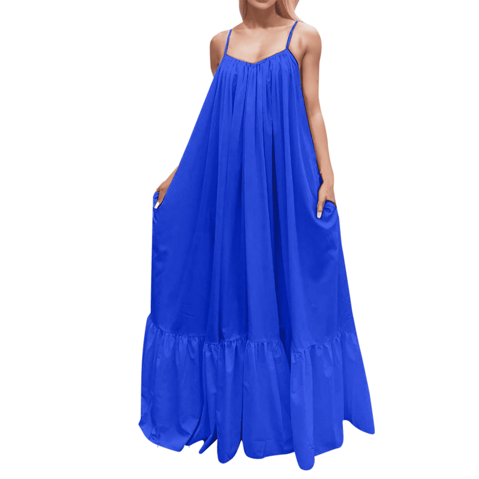 Casual Summer Maxi Sleeveless V Neck Beach Sundress