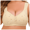 thumbnail image 1 of Fulorrnie Front Closure Bras for Plus Size Women Wireless Seamless Supportive Lingerie Wide Comfort Straps Breathable Anti Sagging Full Coverage Bralette, Light Yellow, 60, 1 of 9