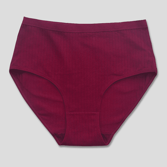 Fulorrnie High Waisted Cotton Panties Tummy Control Seamless Underwear Plus Size Breathable Briefs Contour Stitching, Brick Red, XXL