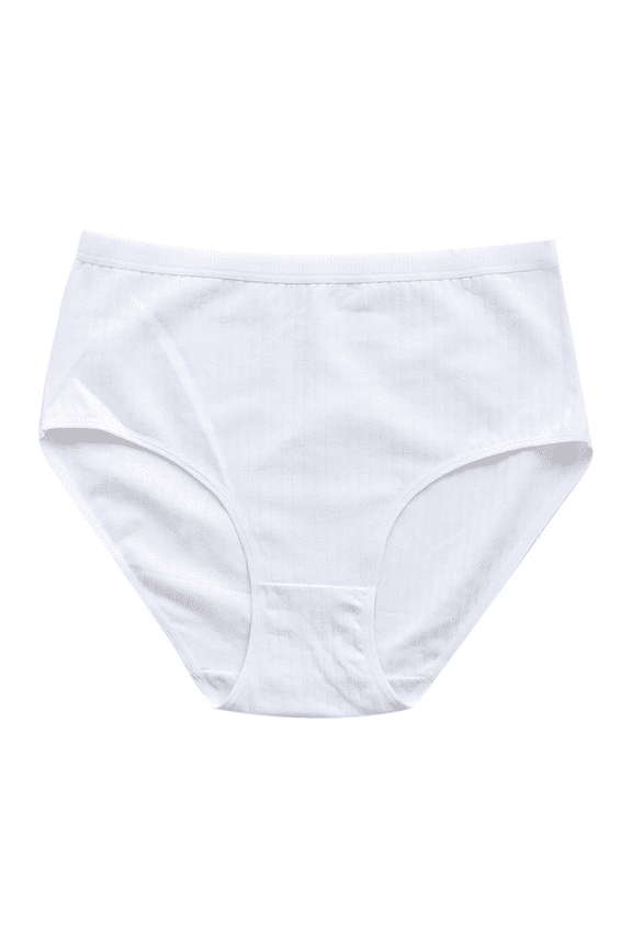 High Waisted Cotton Panties Tummy Control Seamless Underwear Plus Size Breathable Briefs Contour Stitching, White, XL
